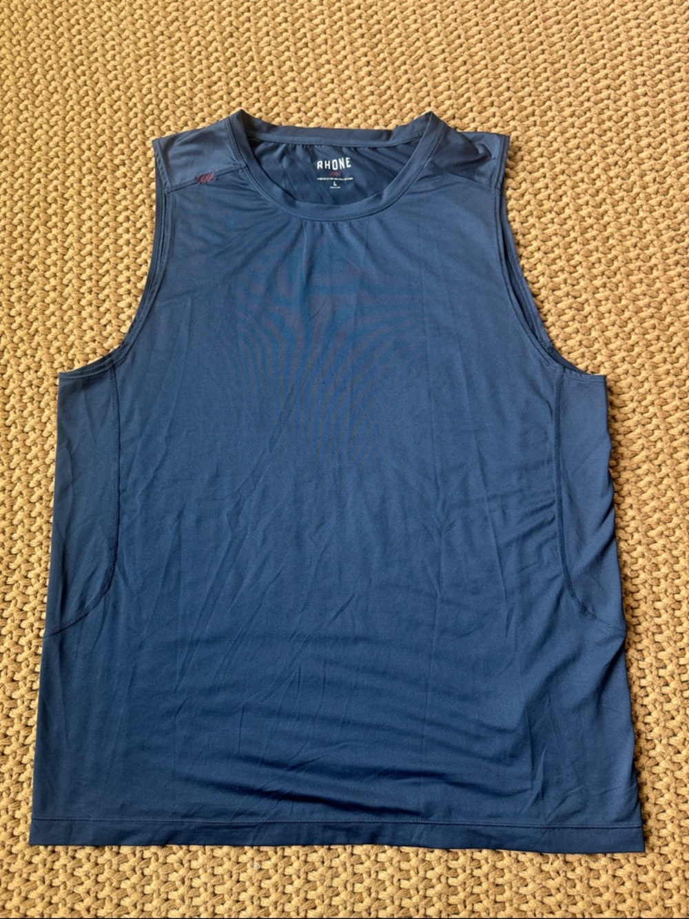 Rhone Men's Swift Performance Tank Top L Blue Sleeveless Workout Gym